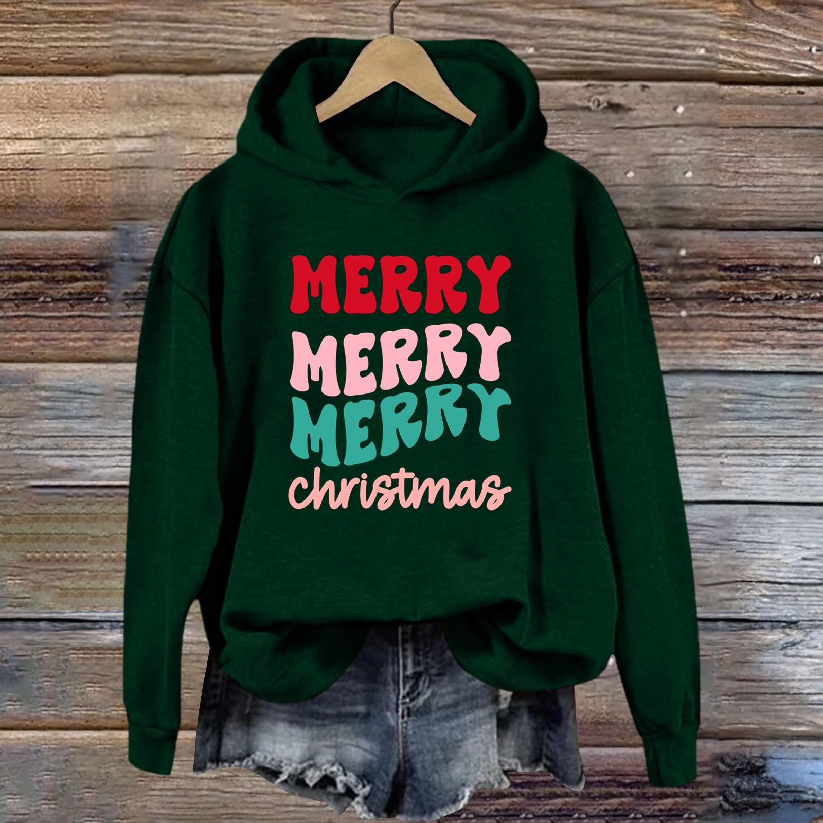 

Женская толстовка с принтом «Спорт» с рождественским принтом, толстовка с капюшоном, топ с длинным рукавом, повседневная толстовка M