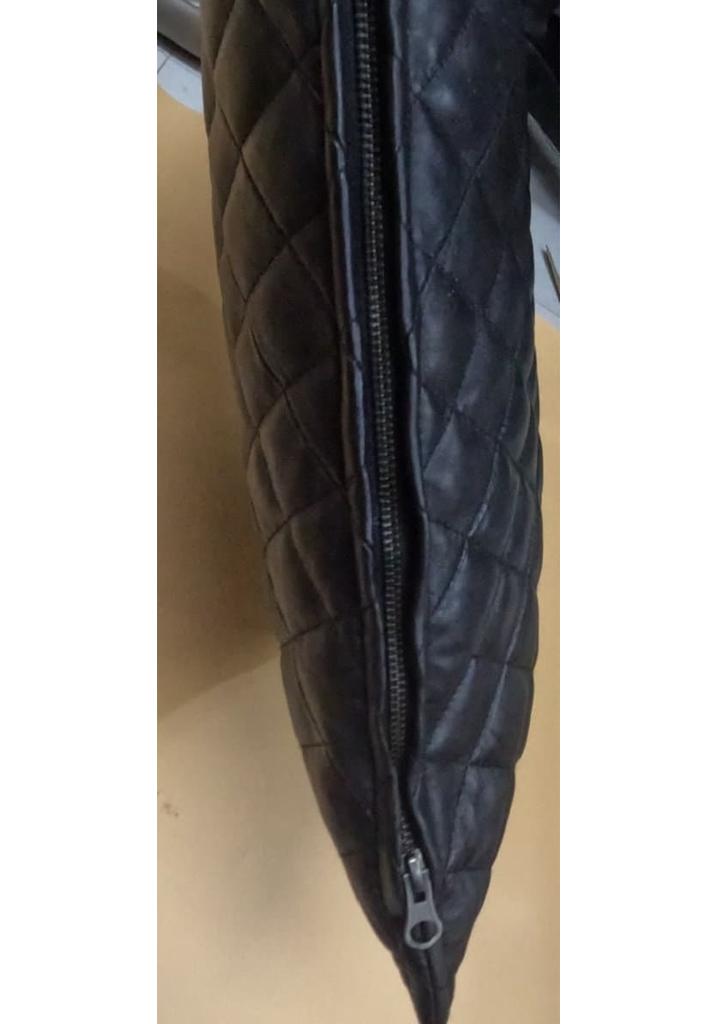 Lambskin Leather Pillow Cover | DIAMOND QUILTED Rectangle Cushion Cover | Housewarming, Throw Cover Leather Black | Gift For Occasion