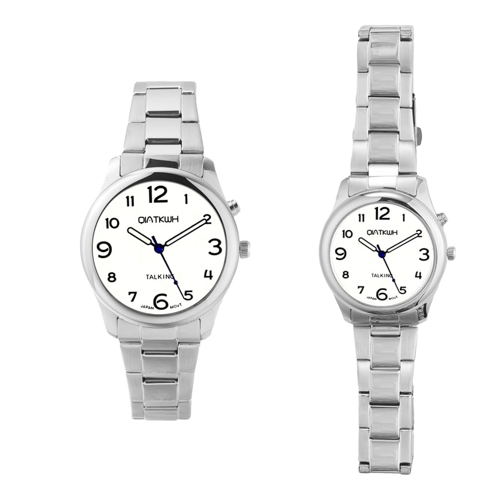 QIATKWH Japanese Conversation Watch, Silver Case, Silver Stainless Steel Strap