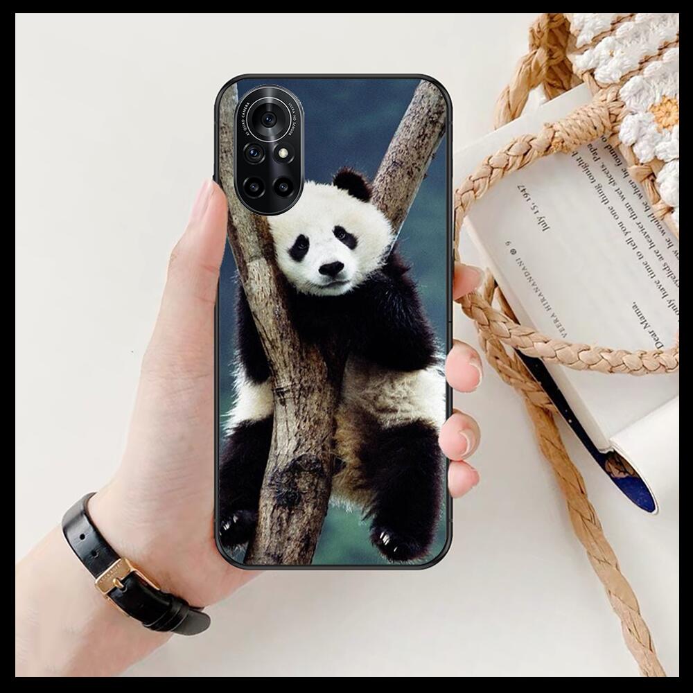 Super Cute Panda Clear pouzdro na telefon pro Huawei Honor 20 10 9 8A 7 5T X Pro Lite 5G Black Etui Coque Hoesjes Comic Fash design