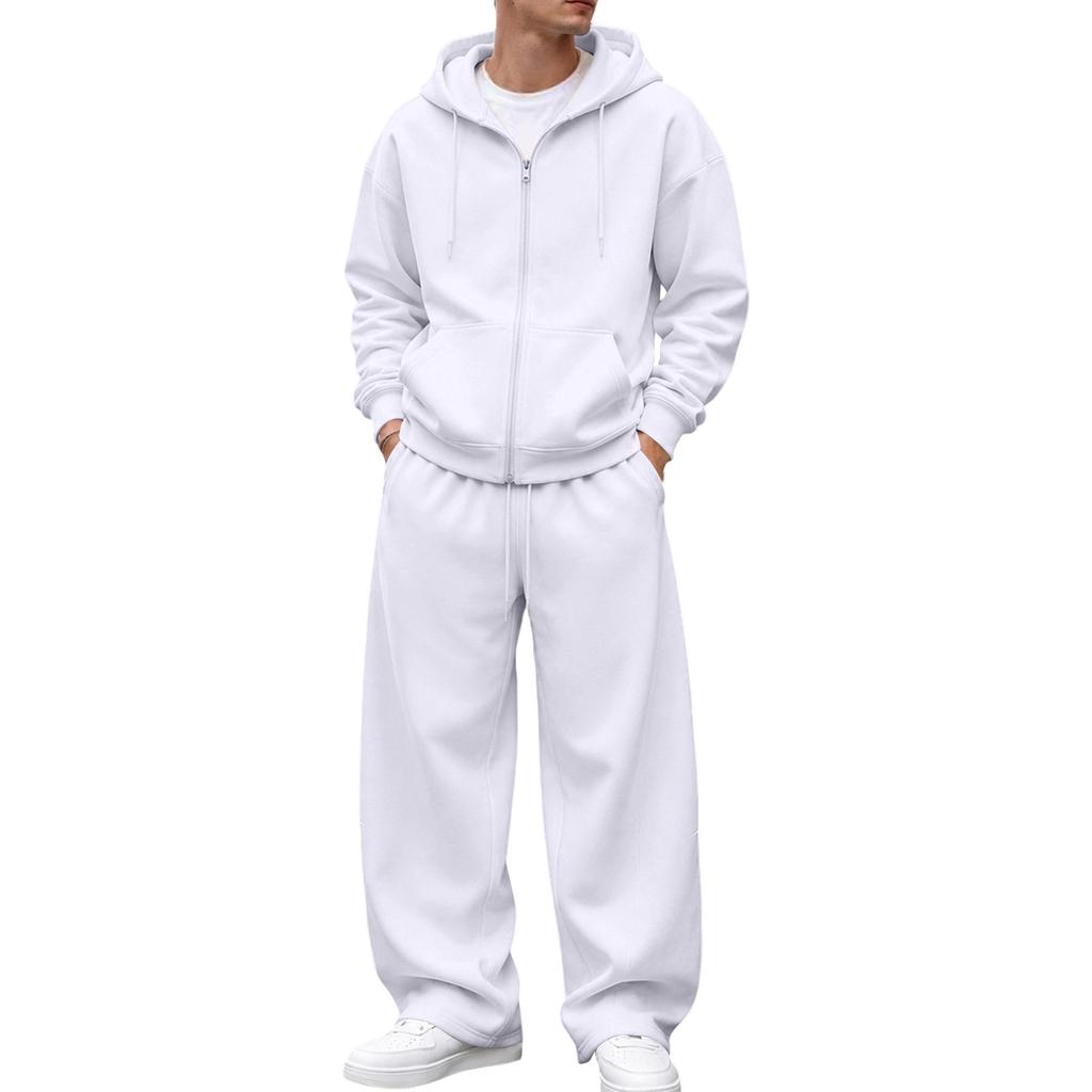 Zip-Up Hoodie and Sweatpants Set for Winter Casual Wear