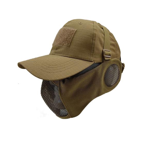 Airsoft Gesichtsschutz mit Hut Leicht Atmungsaktiv Ohrenschutz Taktischer Gesichtsschild