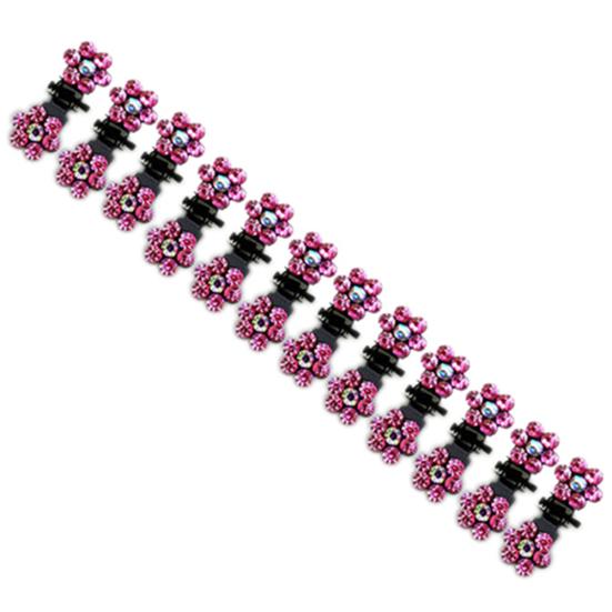 12 Pcs Bride Crystal Flower Mini Hair Claw Clamp Hair Clip Pin Hair Accessory