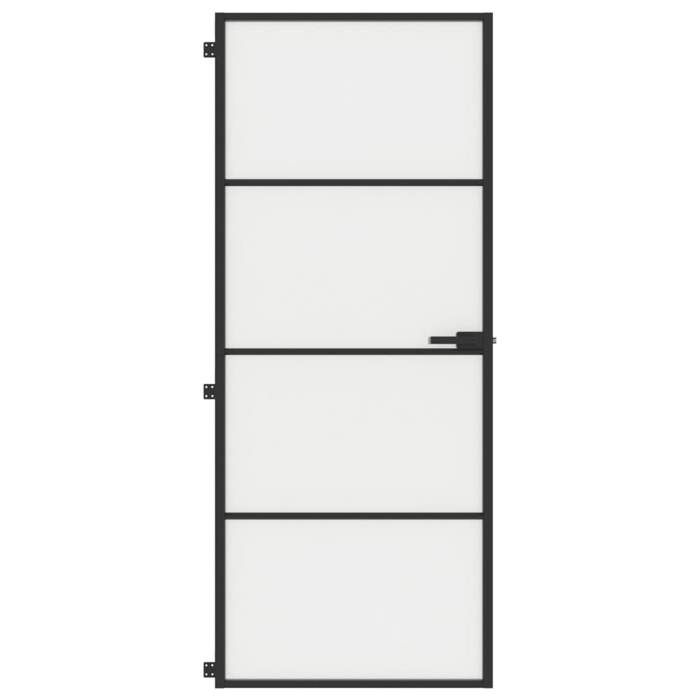 VidaXL Thin Interior Door Black 83x201.5 Cm Tempered Glass Aluminum 155119