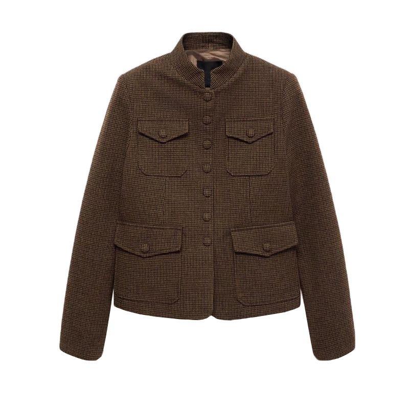 Spring New Houndstooth Pattern Jacket Outwear 8706043 4,000 Bird Grid Vest Jacket 87070434