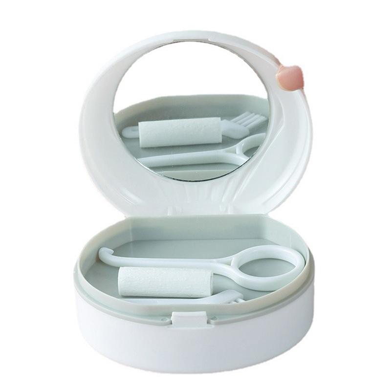 Boîte de Rangement Orthodontique pour Aligneurs avec Miroir Faux Dents Boîte pour Prothèses Dentaires Rétenteur Dentaire Protège-Dents Organisateur d'Appareils Dentaires Soin Buccal