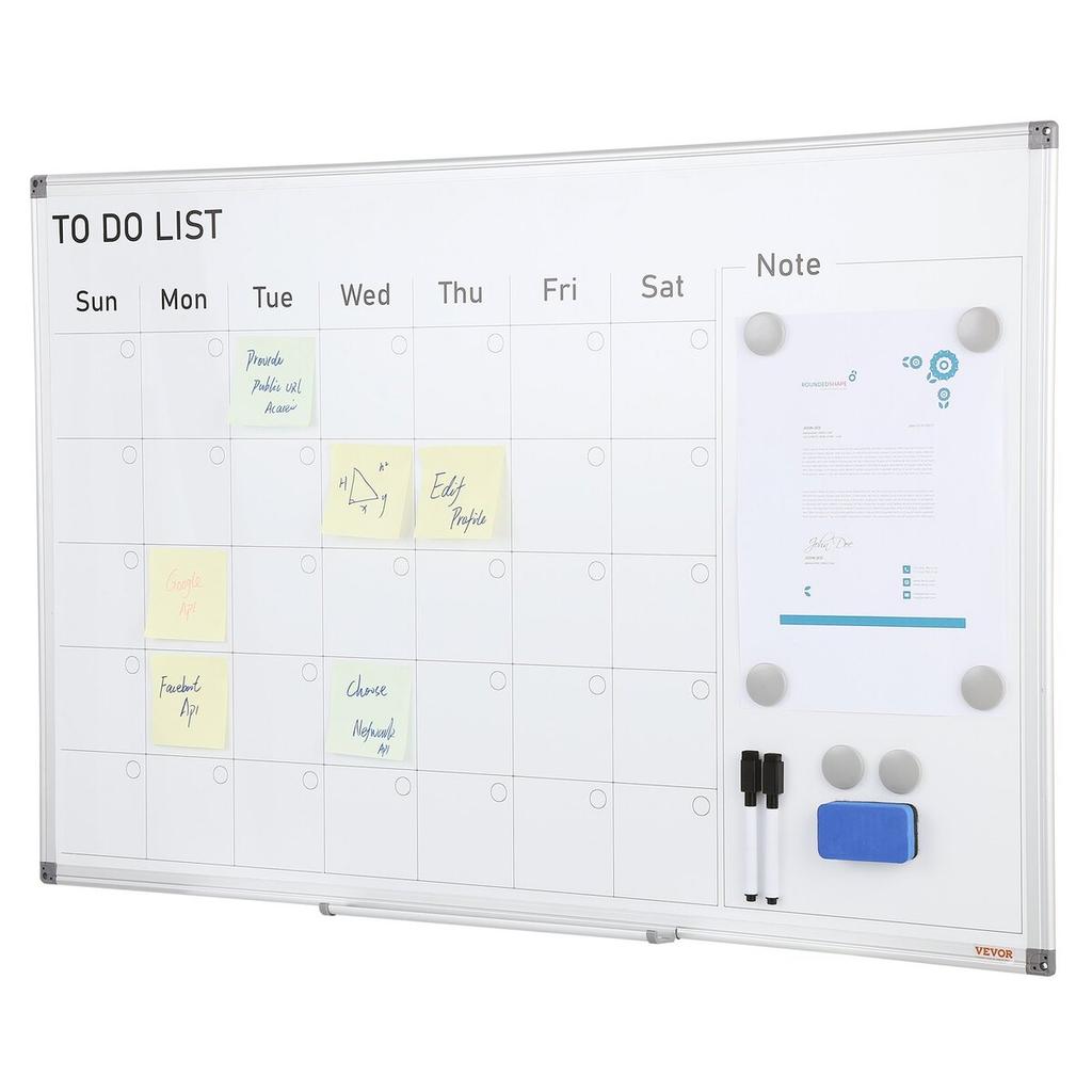 Calendar Whiteboard, 36 x 24 Inches Magnetic Dry Erase Calendar Board, Monthly Planner Whiteboard for Wall, 1 Magnetic Erase & 2 Dry Erase Marker &