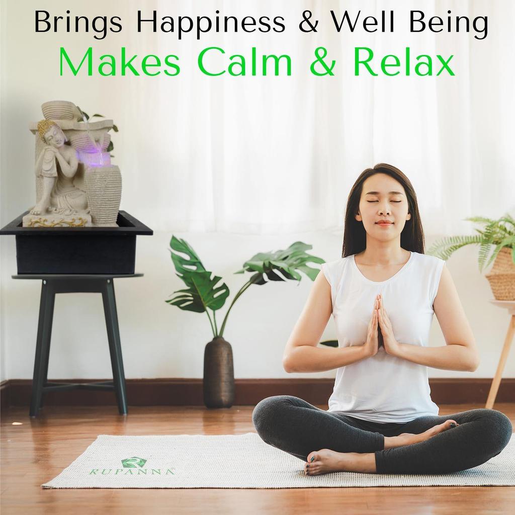 Nirvana Buddha Tischbrunnen mit LED RGB Licht für Heimdeko/Büro/Geschenk/Einweihungsgeschenk/Hochzeitsgeschenk (Beige Stone)