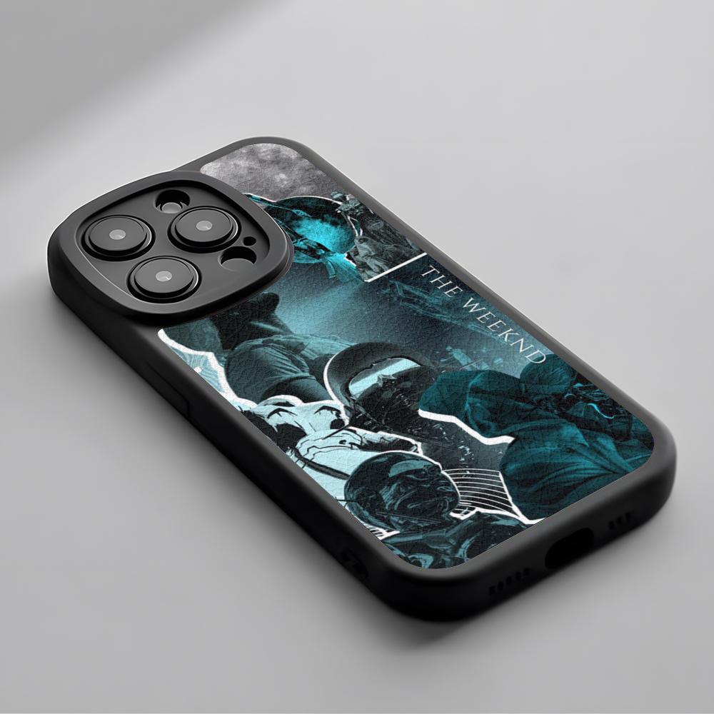 Fashion Cool Weeknd Poster Singer Phone Case For iPhone 16 15 14 13 12 11 Plus Pro Max Lambskin Silicone Cover Black