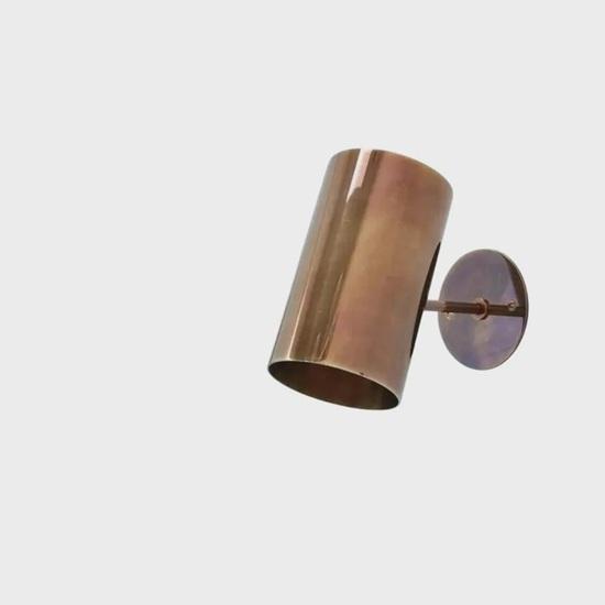 Italian Mid-Century Brass Cylinder Wall Sconce Raw Brass Reading Lamp Entryways, Hallways, Bedrooms, Office, Home Decor
