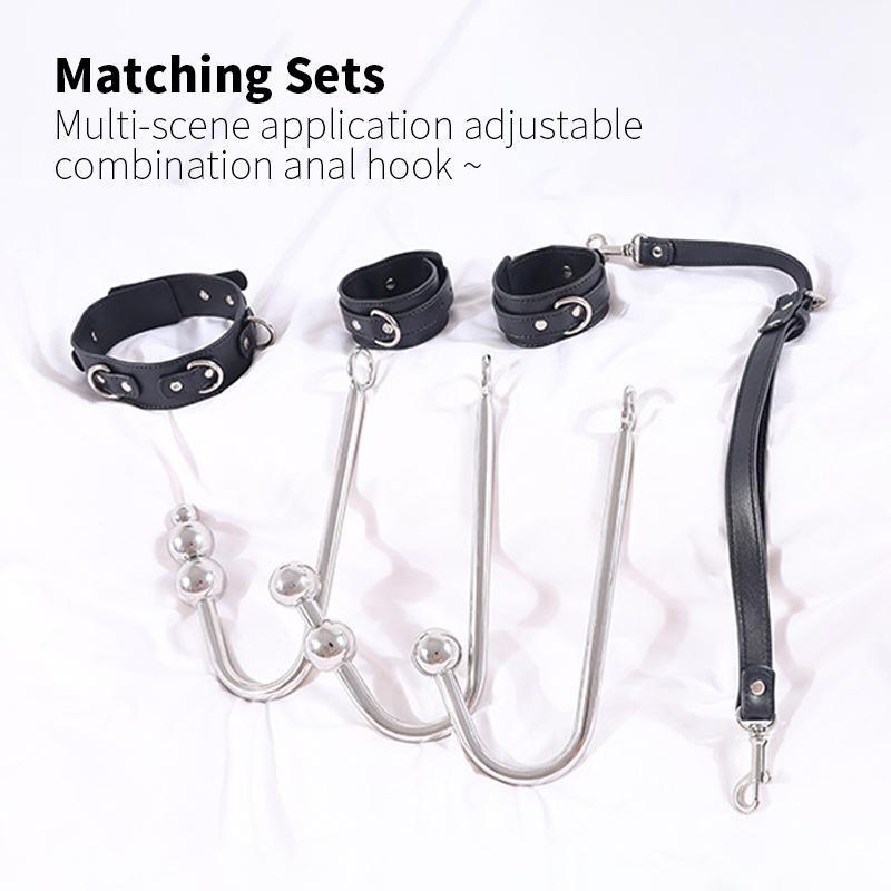 Stainless Steel Anal Hook with Anal Beads Hole Anal Hook Metal Butt Plug Anal Sex Toys Adult Product Vibrator for Men Gay