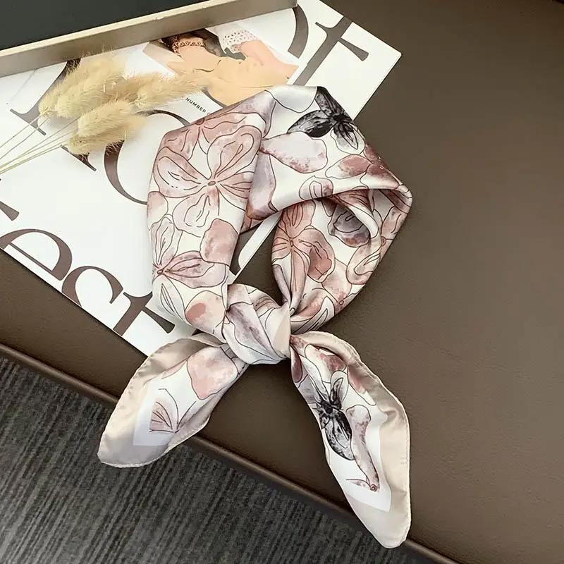 Retro 70*70 Square Scarf Colorful Silk Scarf Women Neck Scarf All-match Shawl Fashion Trendy Headscarf Women's Accessories Gifts