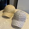 Spring and summer small fresh plaid baseball cap female face small letters embroidery versatile casual cap tide