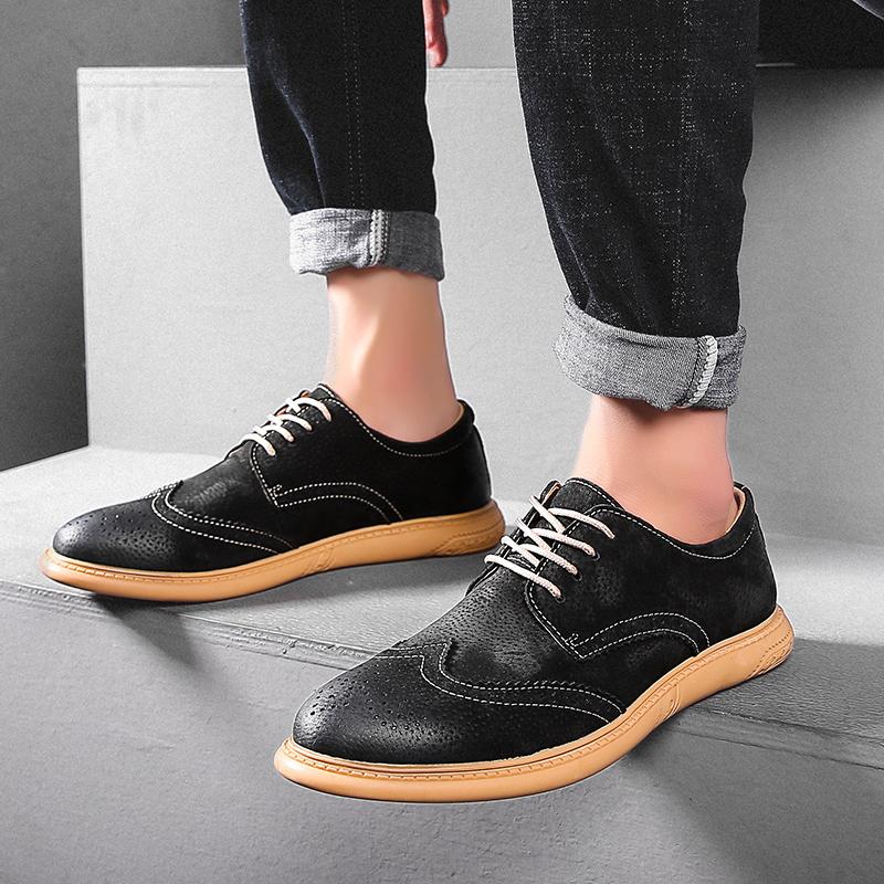 Men's Brogues Shoes Casual Suede Leather Oxford Shoes For Men Flats Shoes