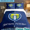 3PCS Custom Name Leeds United Crest Design Bedding Set Duvet Cover Closure Includes 1 Duvet Cover & 2 Pillowcases for All Seasons Bedroom Decor