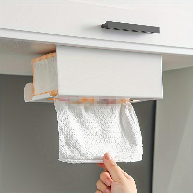 1pcs Kitchen Tissue Holder No Punching Iron Paper Holder Household Napkin Hanger Cabinet Drawer Wall Mounted