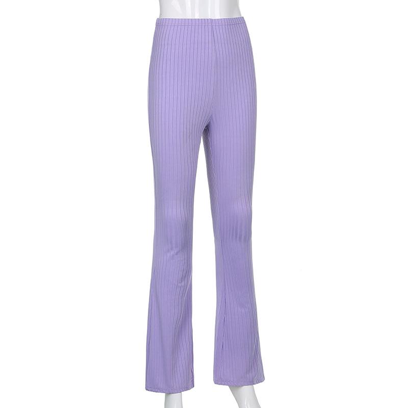 2023 Women's Fashion: European & American Style High-Waisted Micro-Flare Solid Color Elastic Pants