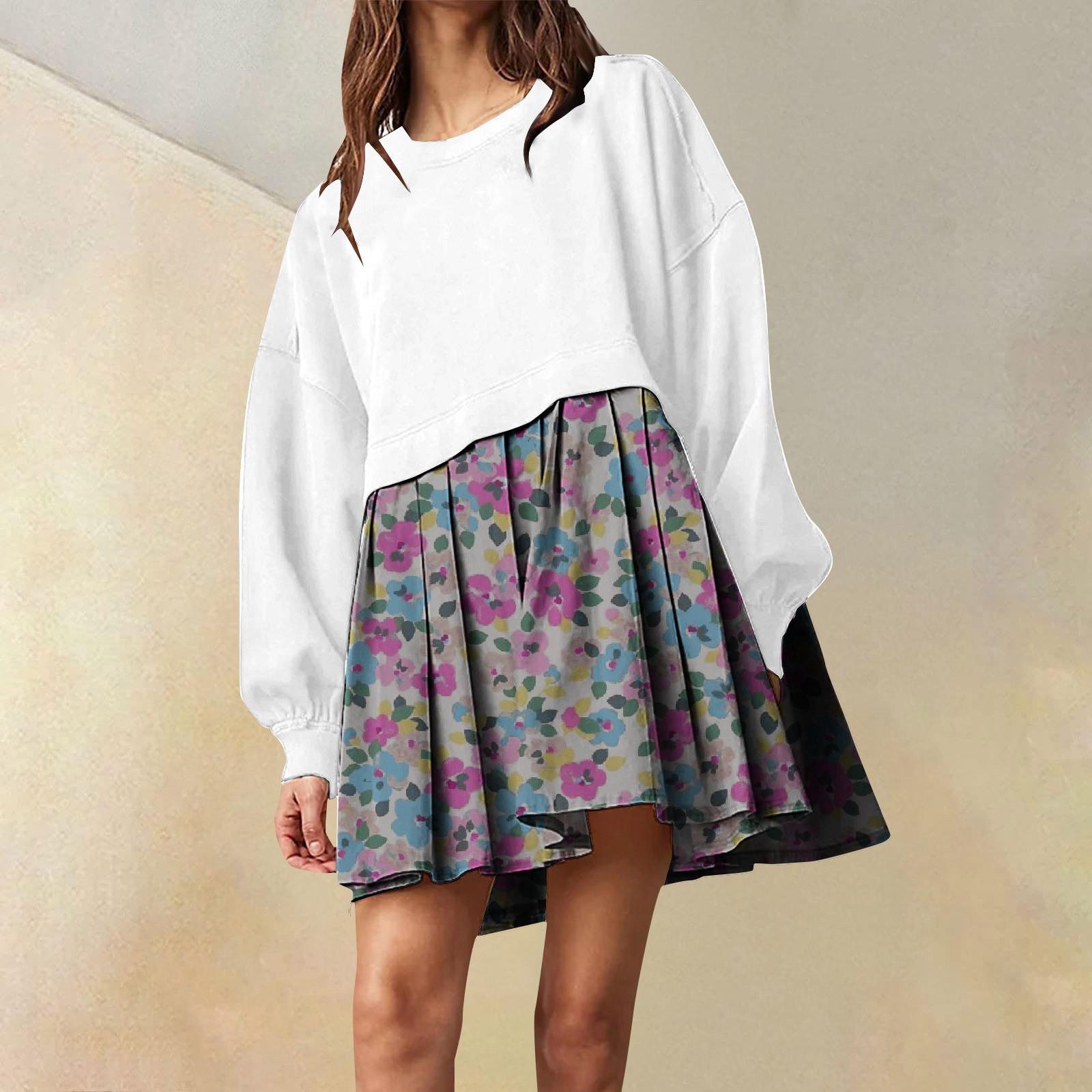 

Женское платье-толстовка большого размера с длинным рукавом в стиле пэчворк, пуловер, топы, платье-толстовка XL