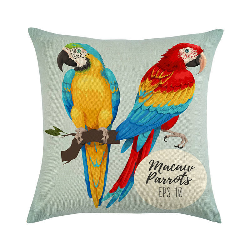 Painted Pattern Of The Macaw Digital Printing Short Plush Pillow Covers For Car Sofa Office Cushion Cover Home Goods