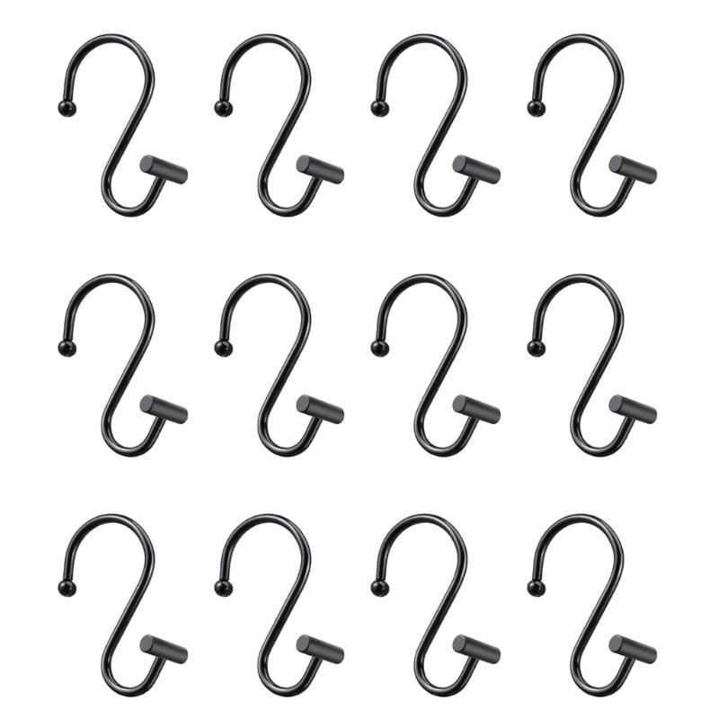 Elegant Bathroom Shower Hook Portable Shower Curtain Hook Efficient Smooth Gliding Metal Rings for Curtains чёрный