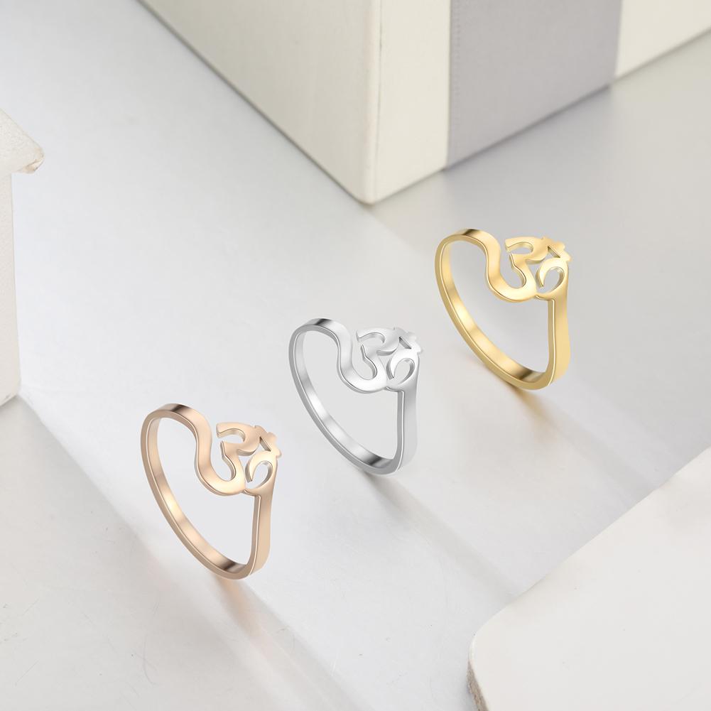 Dawapara Univerzální symbol harmonie Aum OM Prsten Unisex Hinduistický snubní prsten Buddhismus Jógové šperky Nerezová ocel