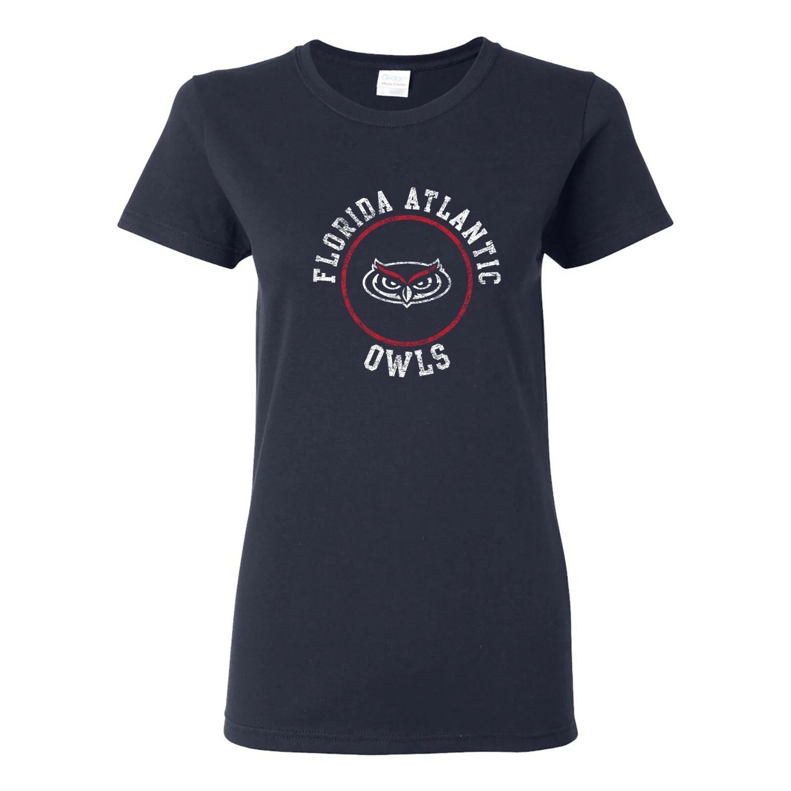 FAU Owls Distressed Circle Logo Womens T-Shirt - Navy XL