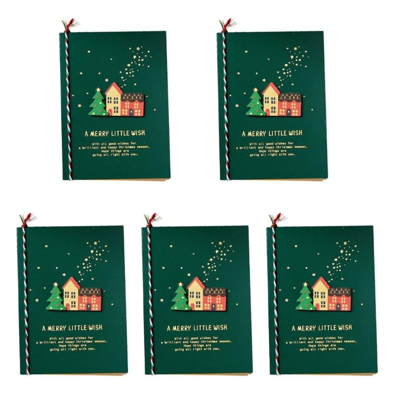 5pcs Creative Merry Christmas Greeting Cards Kid Cartoon Blessing Christmas Card New Year Postcard Gift Christmas Decor