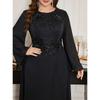 Plus Size Elegant Round Neck Beaded Embroidered Sequin Evening Gown Formal Wedding Party Bridesmaid Dress