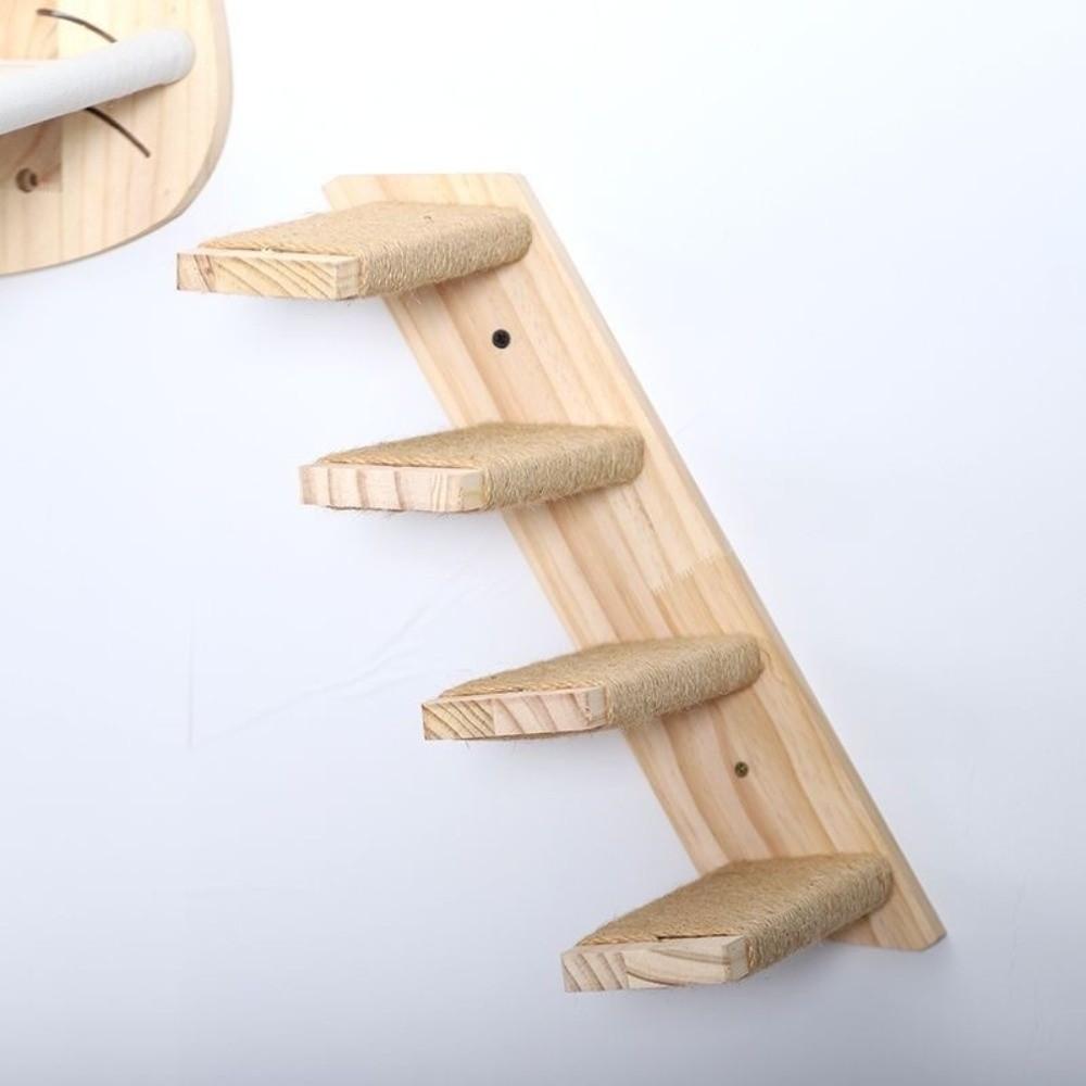 1pc/4pcs Wooden Cat Climbing Shelves Pet Stairs Wall Mounted Cat Wall Shelves Sisal Cover Cat Scratcher Furniture Home Decor