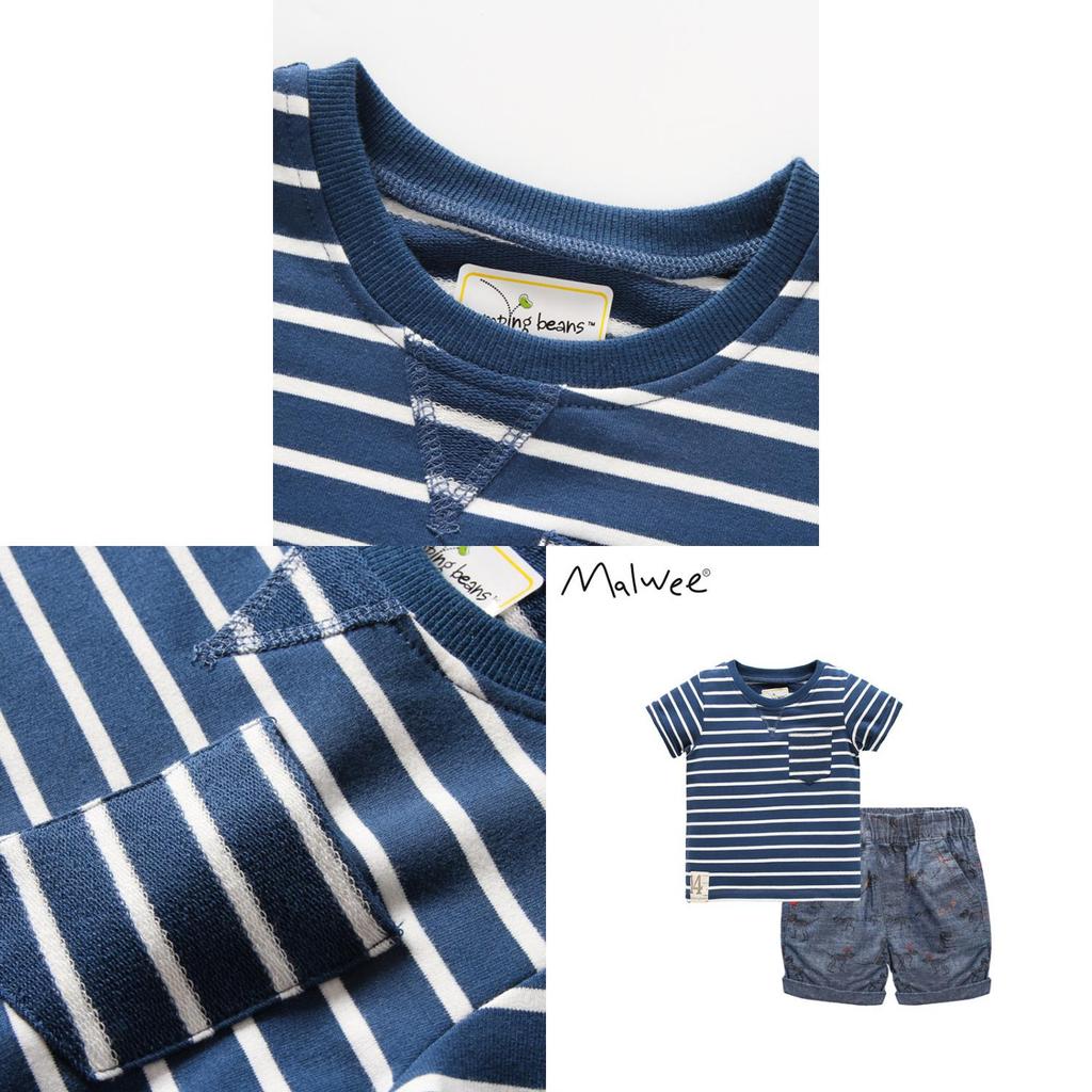 Kids Summer Cotton Striped Twopiece Set For Boys Ages 3 To 8