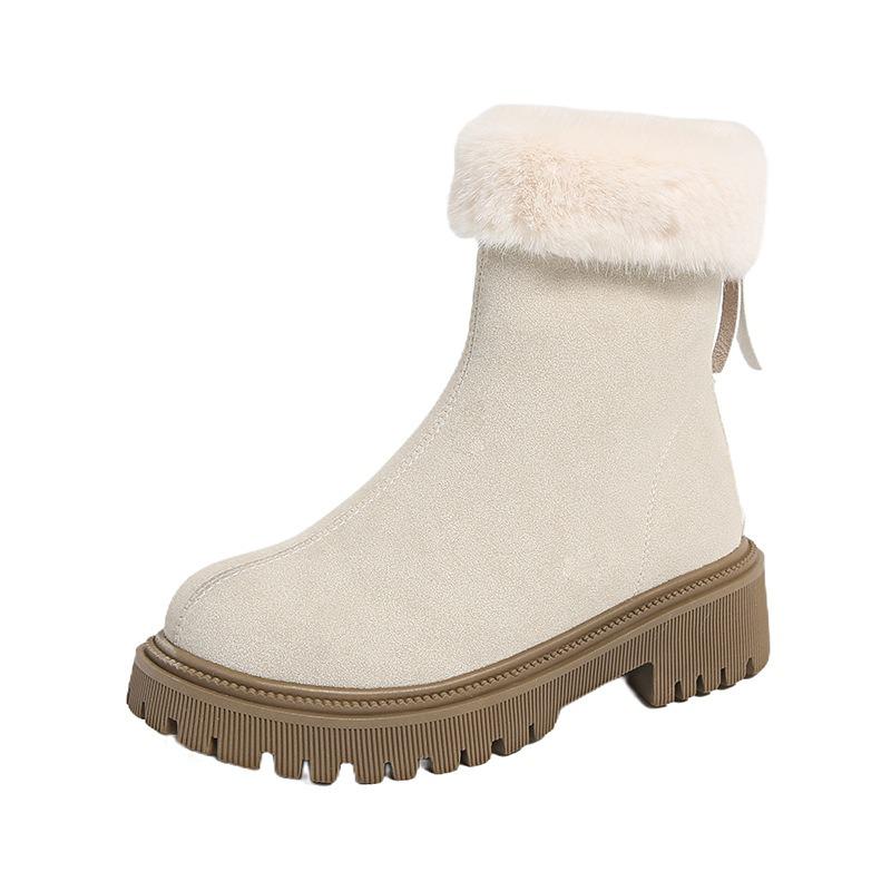 Large Size Snow Boots Women's Autumn and Winter New Velvet Thickened Short Martin Boots Wear Snow Boots