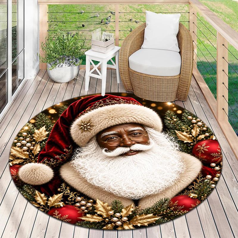 Cute Christmas Day Gift Bell Santa Claus Snowman Christmas Tree round rug Home Soft Decorative Anti slip Chair Mat Carpet Outdoor Floor Mat Carpet 33