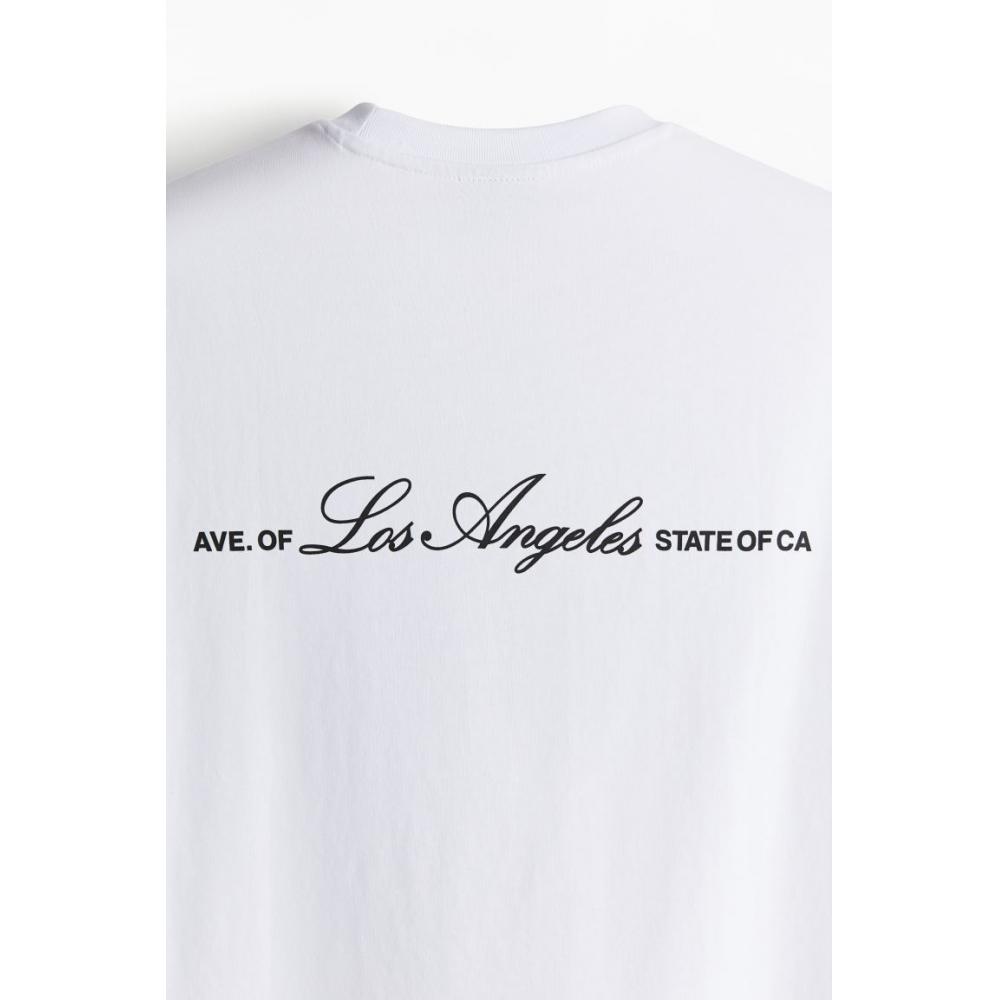 H M Loose FiT PrinT T sHirT wHiTe Fairfax