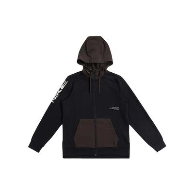Solid Letter Print Pattern Zip Hoodie Jacket Men Jackets Black DD1965-010