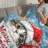 Merry Christmas kitten kawaoo funny cat soft warm plush blanket dormitory sofa living room pet hogar bedroom gift home Flannel