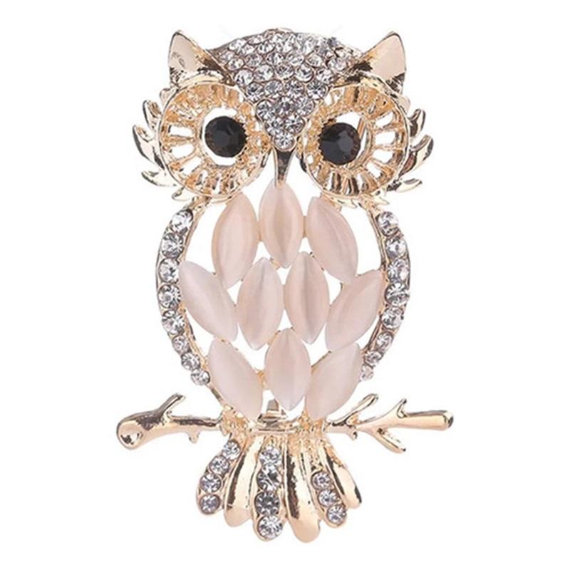 Personality Cute Owl Shape Opal Brooch Clothing Decoration