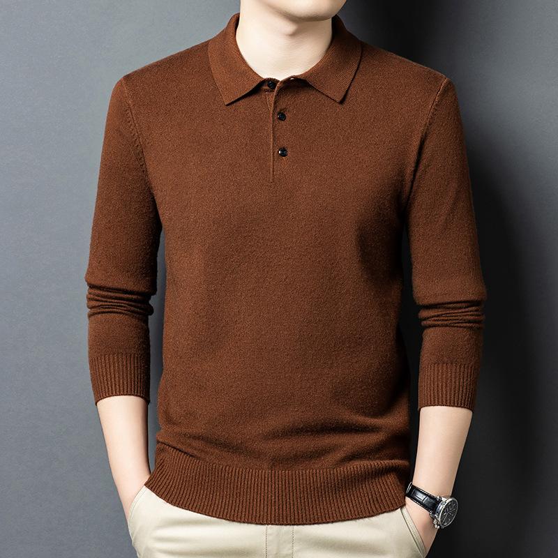 Lapel Collar Long Sleeve Men's Top
