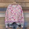 Long Sleeve Pullover Sweaters For Women O Neck Casual Cute Printing Knit Oversized Sweater