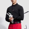 Fila Golf Series Solid Color Golf Knit Long Sleeve Polo Shirt Men Tops Deep-Black A11M345206FBK