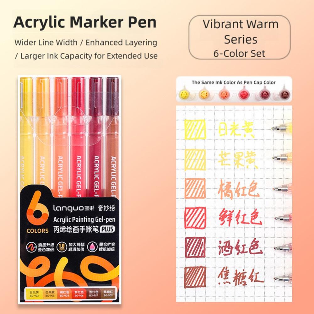 6Colors/Set DIY Album Card Acrylic Painting Brush 1.0mm Tip Color Graffiti Pen Marker Pen