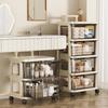 Kaninchen-Trolley: Mehrschichtiger Wagen mit Rädern und Schublade für Kinderbücher und Aufbewahrung