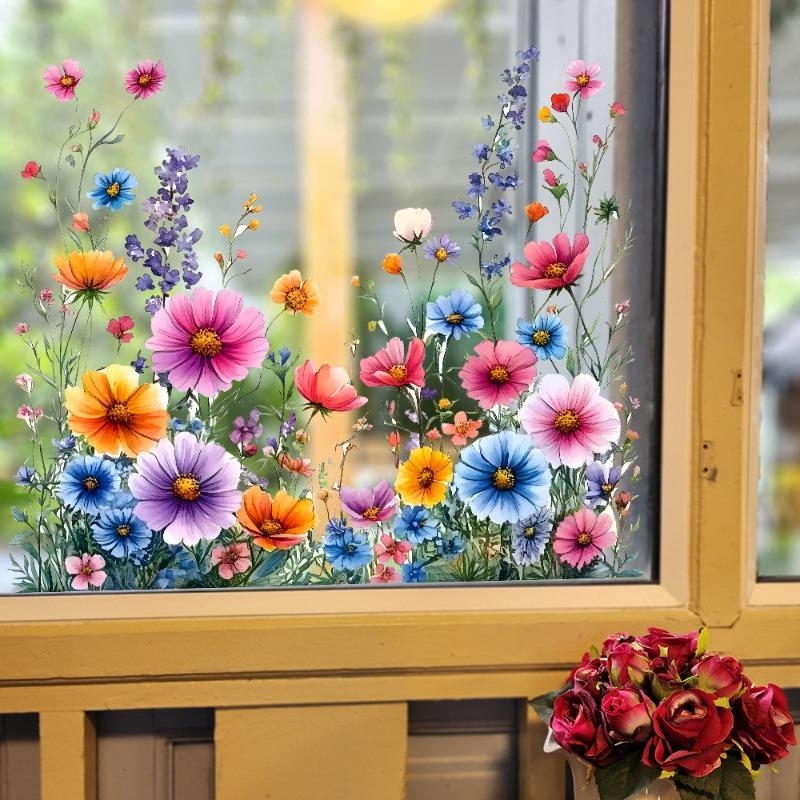 Beautiful Flowers Wall Stickers Double Sided Self-adhesive Background Decor Decals Creative Waterproof