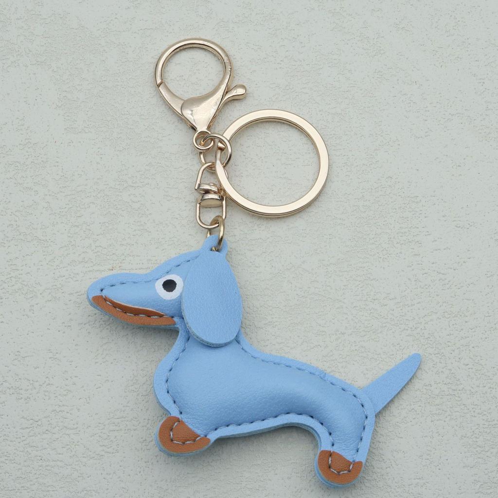 In-Stock Dachshund Cartoon Pendant Leather Dog Bag Charm Phone Case Accessory Creative Car Charm