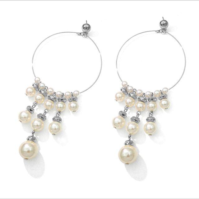 

Новинка 2022 года, серьги-кольца из серебра 925 пробы с преувеличенными кругами из искусственного жемчуга для женщин, модные украшения (5 шт. бесплатной доставки) бронзовый