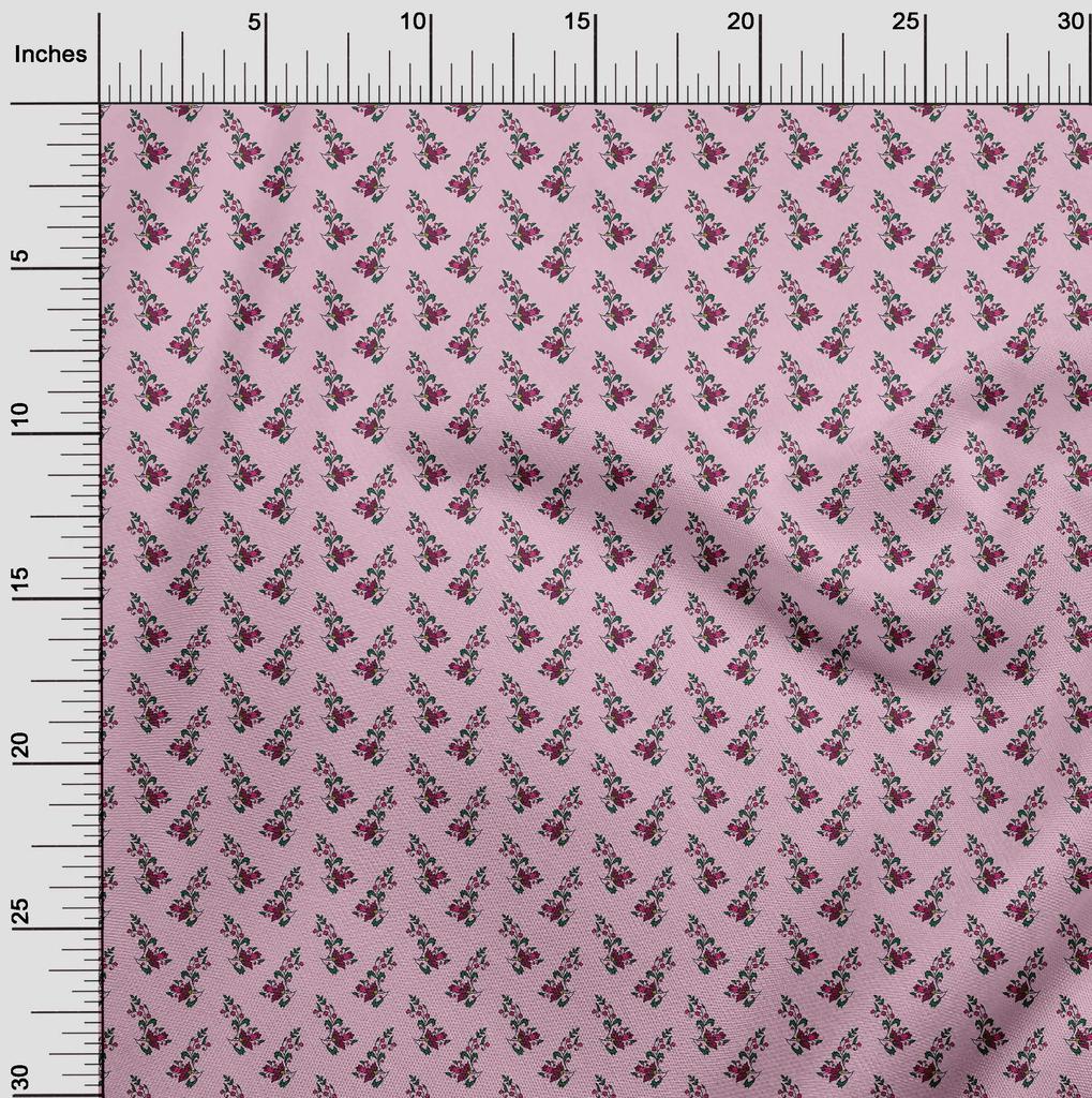 oneOone Cotton Flex Blush Pink Fabric Leaves & Floral Block Sewing Fabric By The Yard Printed Diy Cloth Sewing Supplies 40 Inches