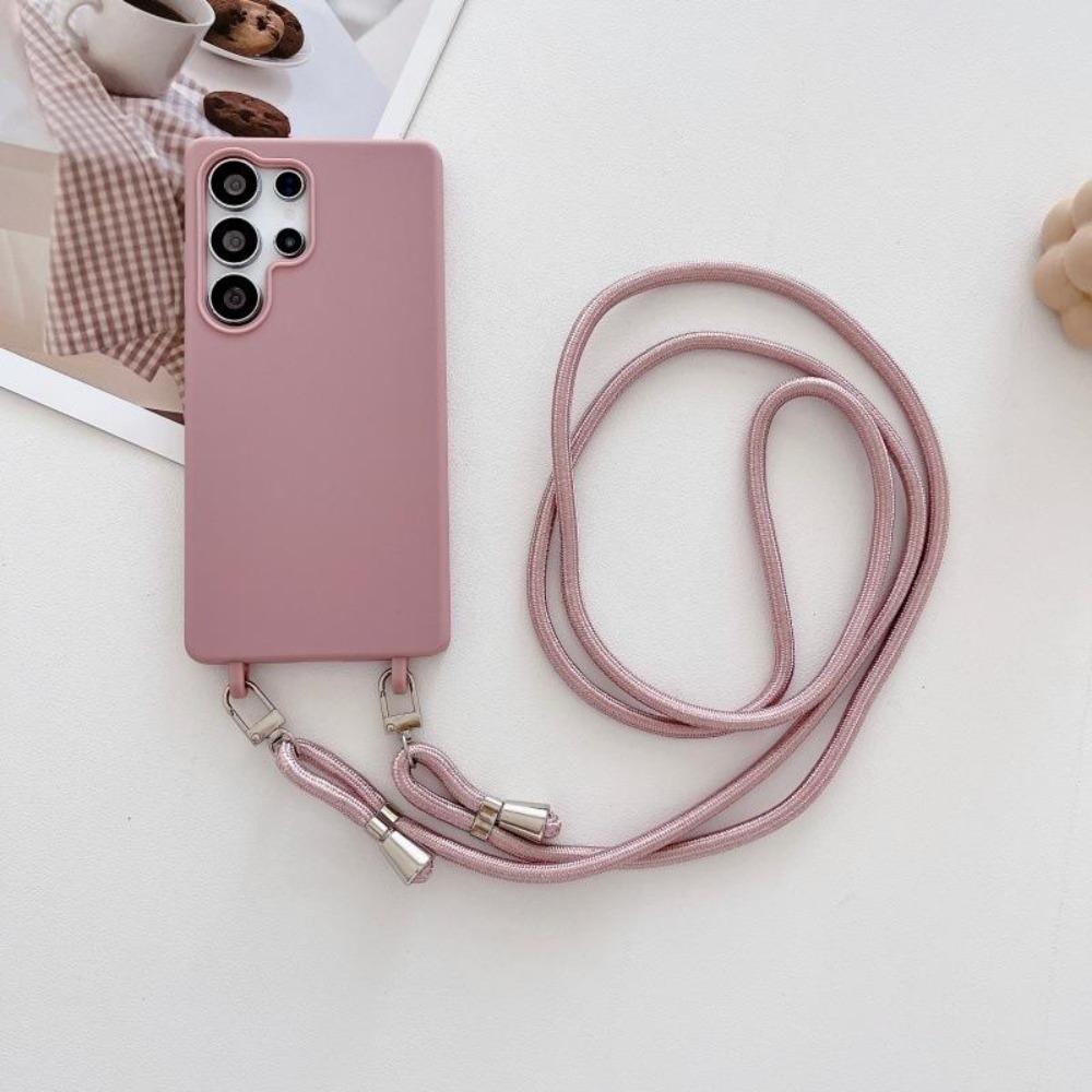 Crossbody Necklace Lanyard Strap TPU Soft Silicone Case For Samsung S26 S25 S24 Edge S23 FE S22 Ultra Plus Drop Protective Cover