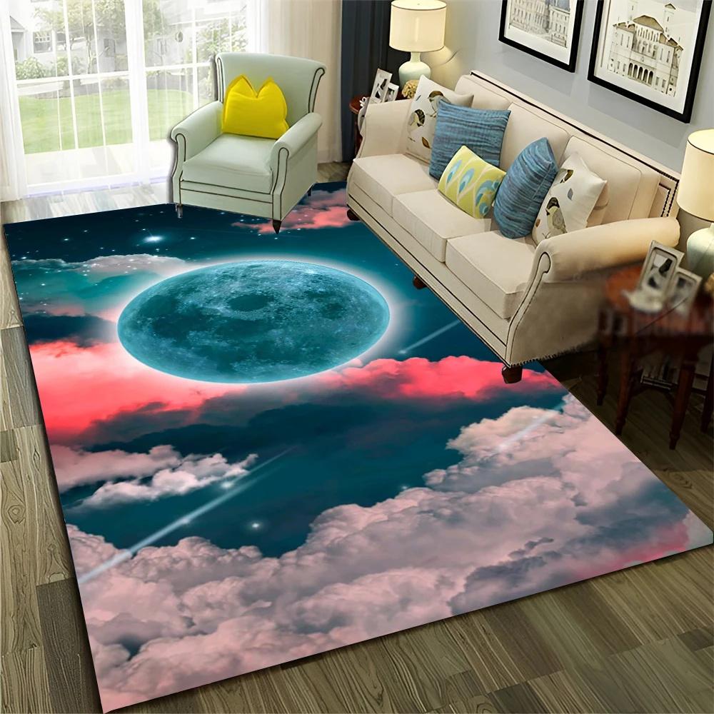 Cosmic Space Theme Area Rug With Artistic Planets Galaxy Nebula Black Hole Patterns Soft Decorative Carpet For Living Room