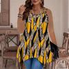 Women's Fashionable Casual Sports Double-ring Vest, Large-sized Tank Vest with Geometry Printed Patterns, Irregular Hem, Elegant and Simple