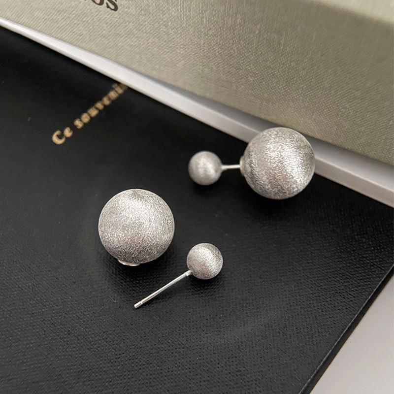 Handmade Brushed Ball Earrings  Women's Earrings  Earrings  Niche Design  Simple Ball Earrings