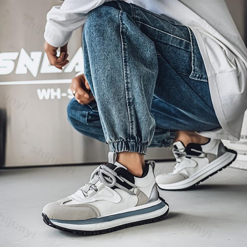 Fashion 2025 Spring Men's Casual Sport Shoes Fashion Trend Versatile Thick Sole Shoes Comfortable Non slip Color Blocked Chunky sneakers